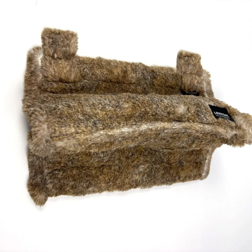 Lovesac‎ Sodasac Brown Faux Fur Cup Holder Snap In Sectional Accessory